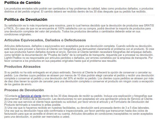 Light in the box devoluciones 2015