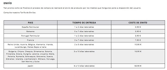 onguitos envíos y devoluciones