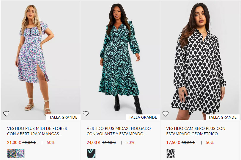 Boohoo vestidos tallas grandes